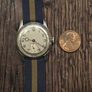 Vintage WW2 Watch with Blue and Gold Strap (Seviced And Mint Condition)